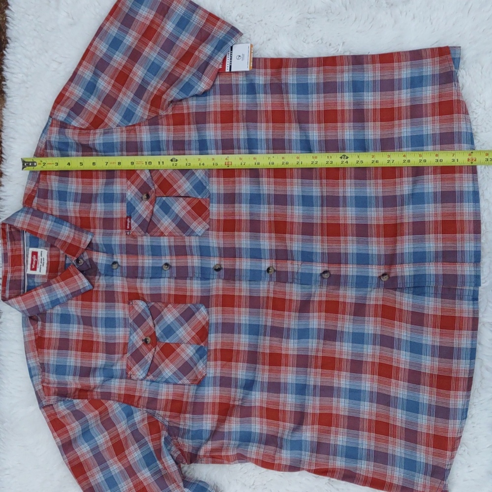 Wrangler, Size 2XL Vibrant Brown and Blue Checkered Shirt - Picture 10 of 17